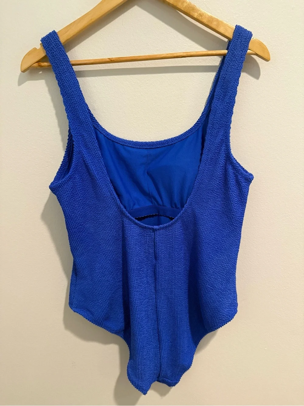 Shade & Shore Royal Blue Classic Preppy One Piece Swim Suit Scoop Neck XL 12-14